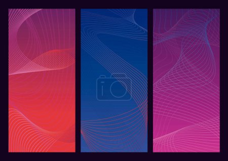 Illustration for Set of minimalist and elegant banners, waves and abstract lines - Royalty Free Image