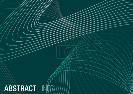 Illustration for Abstract banner, minimalist lines and waves on green background - Royalty Free Image