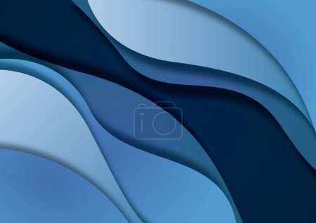 Téléchargez les illustrations : Fond abstrait minimaliste bleu et bleu ciel vagues, fond bleu - en licence libre de droit