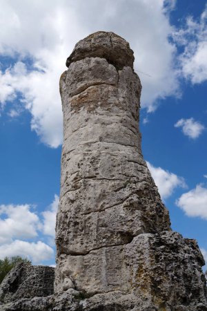 ancient stone pillar in the natural park Broken Stones in Bulgaria.