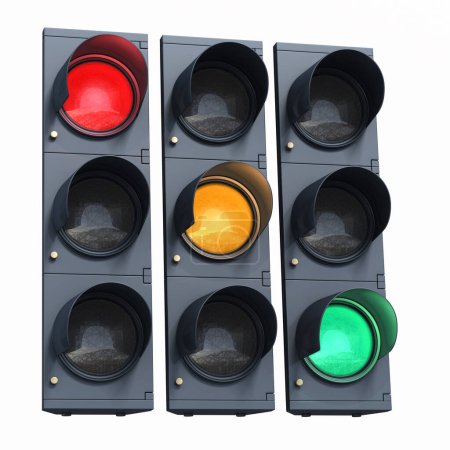 Photo for 3d render traffic lights (clipping path) - Royalty Free Image