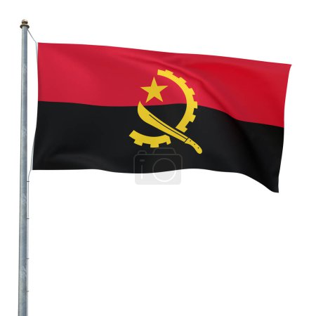 Téléchargez les photos : Drapeau Angola rendu 3d (isolé sur le chemin blanc et coupant) - en image libre de droit