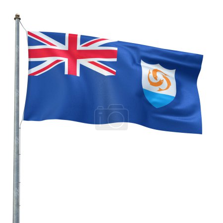 Téléchargez les photos : Rendu du drapeau Anguilla (isolé sur le chemin blanc et coupant) - en image libre de droit