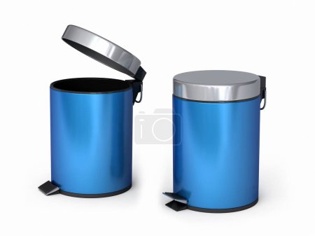 Photo for 3d render Garbage Cans (isolated on white and clipping path) - Royalty Free Image