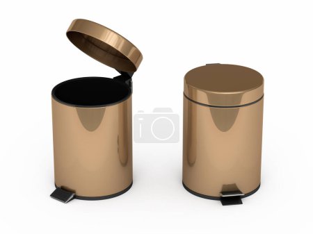 Photo for 3d render Garbage Cans (isolated on white and clipping path) - Royalty Free Image