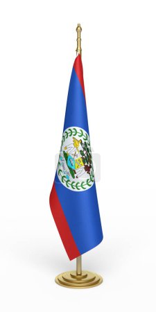 Téléchargez les photos : Bureau de rendu 3d du drapeau du Belize (isolé sur le chemin blanc et le chemin de coupe) - en image libre de droit
