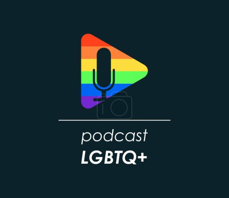 Illustration for Ilustracao Podcast LGBTQ, podcast, spotify, vetor, play, arco iris, gay, lesbica, audio, lesbicas, comunidade gay, rainbow, orgulho, LGBT, play, LGBTQ, representatividade, microfone, resistencia, voz, som, stream, militancia, deezer, tidal, musica - Royalty Free Image