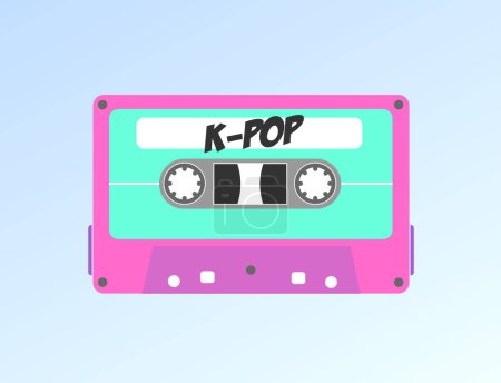 Illustration for Ilustracao vetor K7 KPOP, BTS, cassette tapes, fitas k7, cassete, musica, fitas, vintage, balada, tapes, musica, coreana, coreia, artistas, banda, grupo musical, blackpink, twice, exo, coreia, k-pop, k pop, kpop - Royalty Free Image