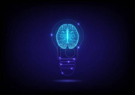 Illustration for Brain in light bulb. Vector illustration. - Royalty Free Image