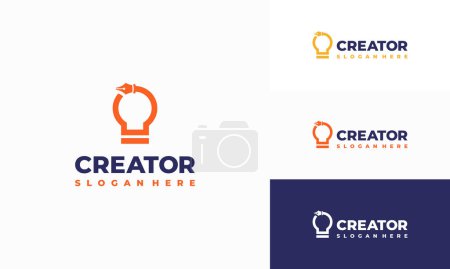 Illustration for Creator logo designs concept vector, Idea Bulb and Pencil Logo template - Royalty Free Image