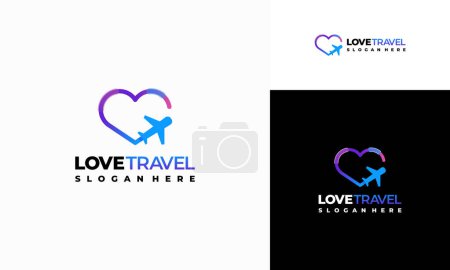 Téléchargez les illustrations : Logo Love Travel conçoit un concept vectoriel, symbole du logo des agences de voyages - en licence libre de droit