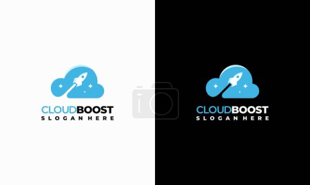 Illustration for Rocket Cloud Logo designs concept vector, Cloud Boost logo template - Royalty Free Image