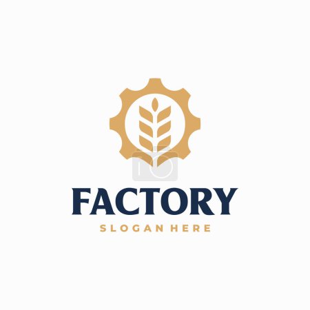 Ilustración de Wheat Grain Factory Logo designs concept with gear symbol, Bread Factory logo template - Imagen libre de derechos