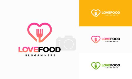 Téléchargez les illustrations : Love Food Logo designs concept vector, Food restaurant logo template - en licence libre de droit
