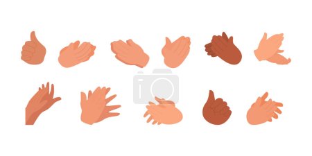 Illustration for Set of Applause hand gesture icon, cheering concept. Crowd cheers and clap hands vector illustration - Royalty Free Image