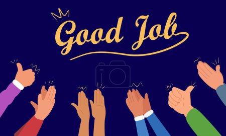 Illustration for Crowd cheers and clap hands vector illustration, Applause, cheering concept, thumb up - Royalty Free Image