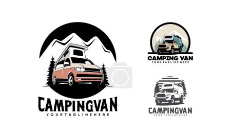 Illustration for RV camper van classic style logo vector illustration, Perfect for RV and campervan rental related business - Royalty Free Image