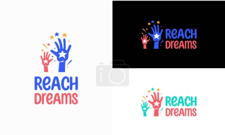 Illustration for Reaching Star fun logo, Online Learning logo designs vector, Kids Dream logo, Reach Dreams logo - Royalty Free Image