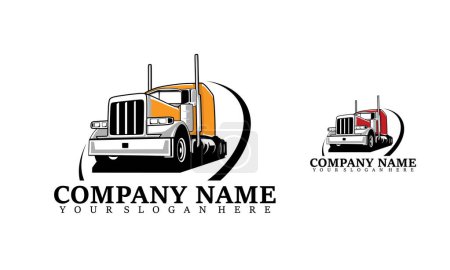 Téléchargez les illustrations : Logo de l'entreprise de camionnage. Livraison par camion ou logo logistique vecteur de l'industrie - en licence libre de droit
