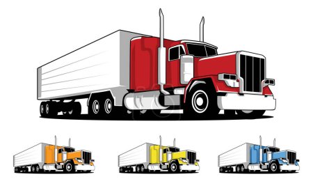 Téléchargez les illustrations : Modèle de logo d'illustration de camion lourd, logo de l'entreprise de camionnage. Livraison par camion ou logo logistique vecteur de l'industrie - en licence libre de droit
