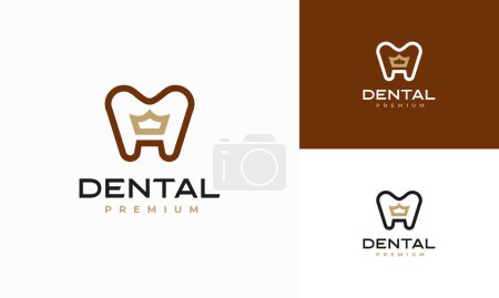 Illustration for Dental King logo designs concept vector, Luxury Dental Health logo symbol - Royalty Free Image