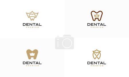 Illustration for Set of Dental King logo designs concept vector, Luxury Dental Health logo symbol - Royalty Free Image