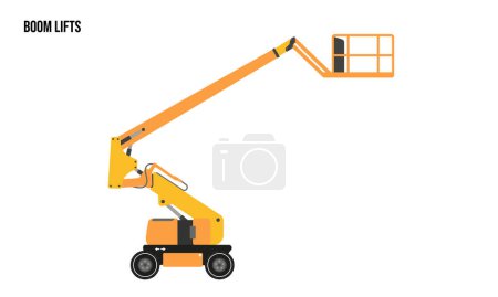 Boom Lift heavy equipment flat illustration, Boom Lift heavy equipment Logo Template vector