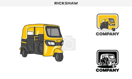 Illustration for Illustration vector graphic of Rickshaw , colorful and black and white color variation, Logo Badge Template vector - Royalty Free Image