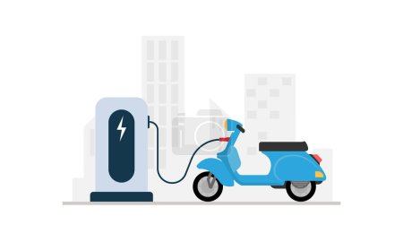 Electric scooter charging battery. Vector
