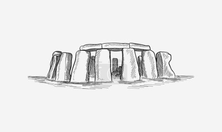 Handgezeichnete Vektordarstellung von Stonehenge vor weißem Hintergrund
