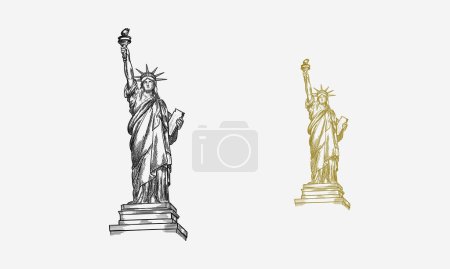 Illustration for Hand drawn Statue of Liberty hand drawn vector illustration realistic sketch - Royalty Free Image