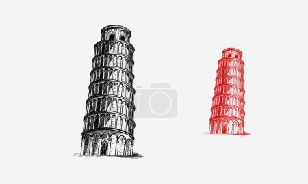 Hand gezeichnet Schiefer Turm von Pisa abstrakte handgezeichnete Skizze Vektorillustration