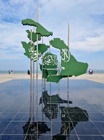 Photo for Al Khobar, Saudi Arabia - April 23rd 2023: Map of Saudi Arabia on the Khobar Corniche - Royalty Free Image