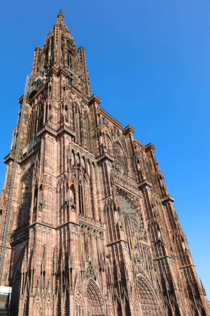 Téléchargez les photos : Cathédrale gothique de Strasbourg en France inachevée car il n'y a qu'un clocher au lieu de deux - en image libre de droit