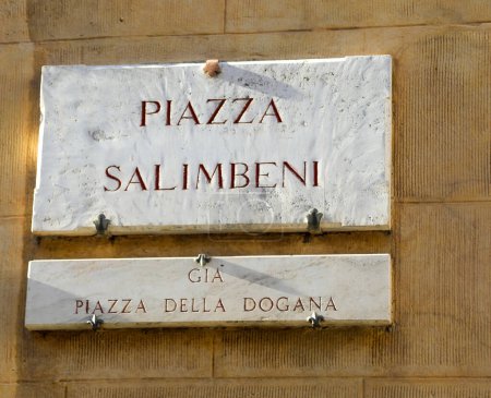 Photo for Italian name of Square Called PIAZZA SALIMBENI in Tuscany Region - Royalty Free Image