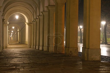 Photo for Historic covered porticoes going to the Basilica of Monte Berico in Vicenza in Northern Italy - Royalty Free Image