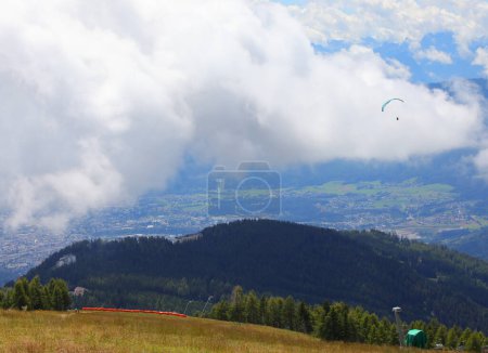 Photo for Hill used as a launch base for hang gliding and the panorama in summer - Royalty Free Image