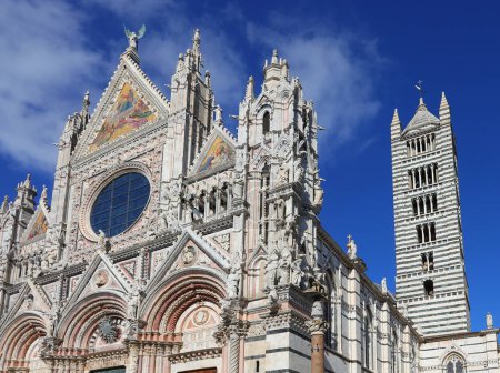 Photo for Facade of Cathedral of SIENA in Central Italy and Bell Tower - Royalty Free Image