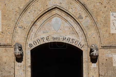 Photo for Siena, SI, Italy - February 20, 2023: Headquarters of Italian bank called MONTE DEI PASCHI DI SIENA without people - Royalty Free Image