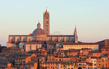 Photo for Cathedral of Siena in Tuscany region in Italy at sunset - Royalty Free Image