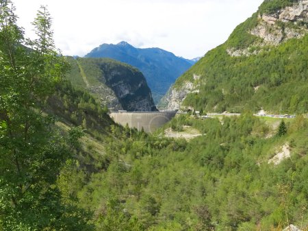 Photo for Longarone, PD, Italy - September 13, 2017:  Vajont Dam place where piece of mountain fell causing a massacre in 1963 - Royalty Free Image