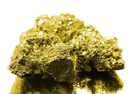 small golden nugget just found by searchers on the white background