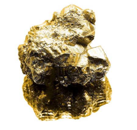 small golden nugget just found by searchers on the white background