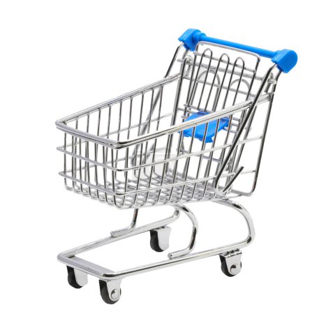 Small shopping cart isolated on white background