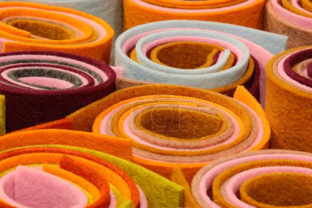 Rolls of felt fabric for DIY crafts sold at the hobby shop