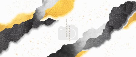 Illustration for Abstract background with gold and black texture vector. Art acrylic element with Japanese ocean sea and wave pattern in oriental style. - Royalty Free Image