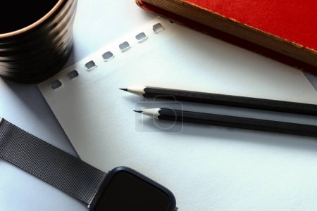 Writer's Desk: Blank Paper and Wooden Pencils
