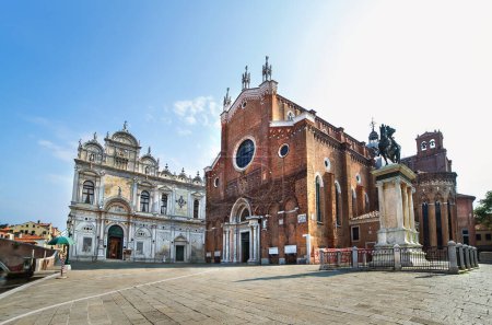 Giovanni and Paolo church and square without people in Venice in Italy