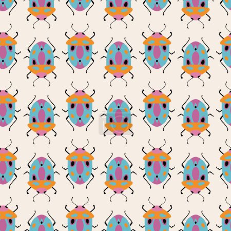 Photo for Seamless pattern with cute bugs. Colorful hand drawn vector illustration - Royalty Free Image
