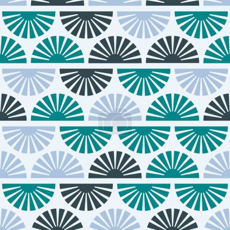 Illustration for Seamless pattern with abstract shapes in blue and green. Colorful vector illustration. - Royalty Free Image